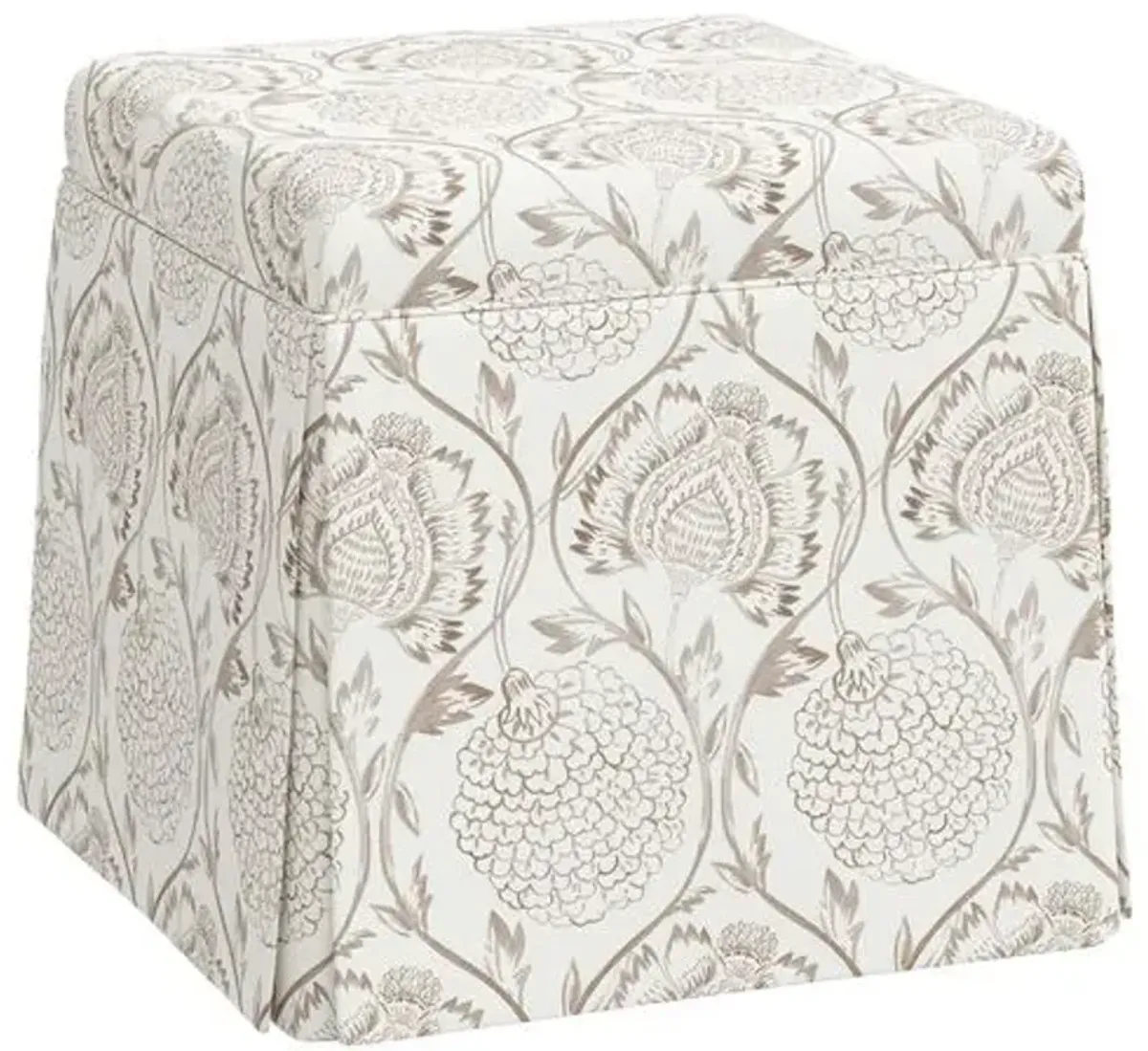 Anne Skirted Ottoman - Ranjit Floral - Brown