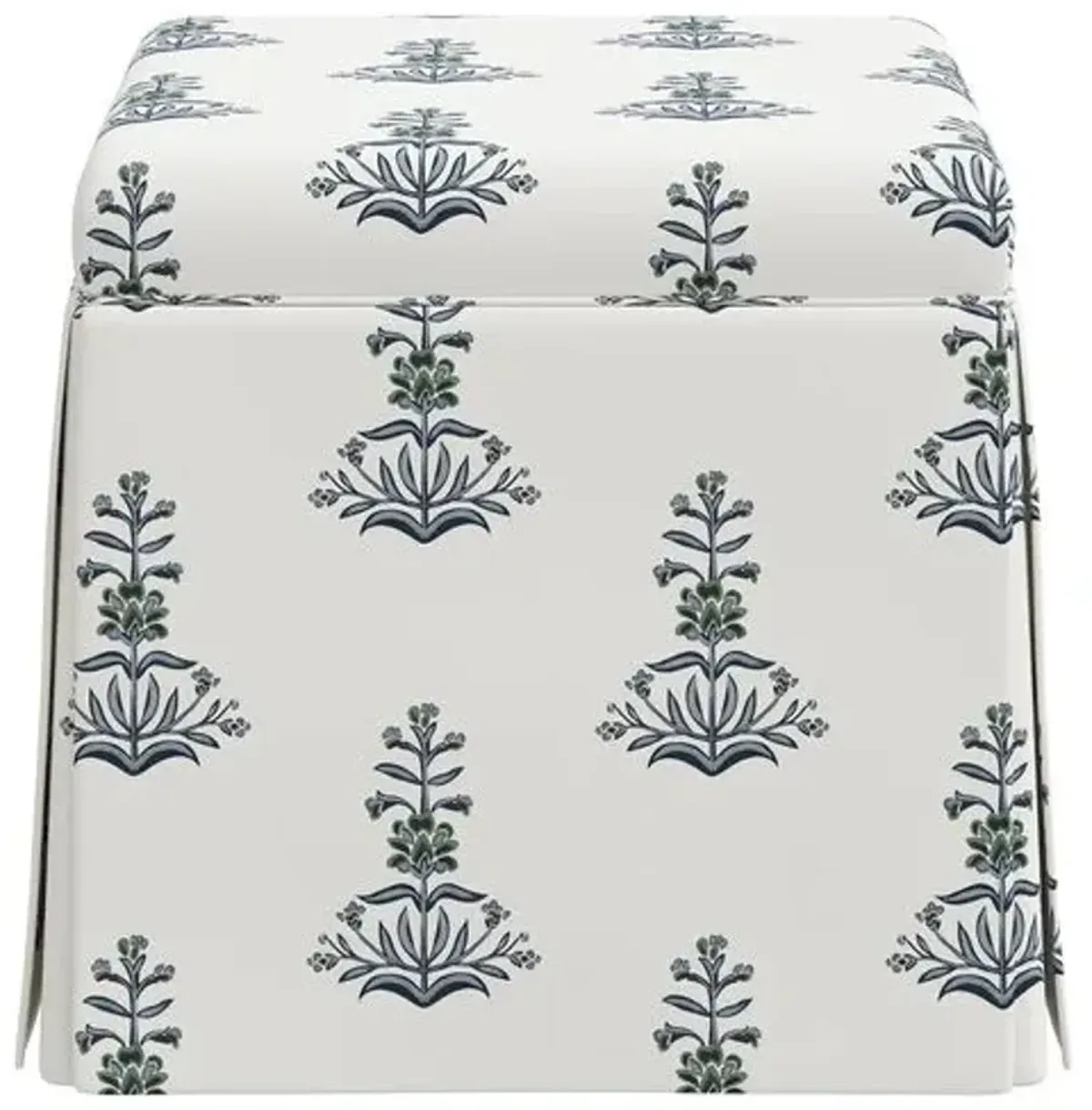 Anne Skirted Ottoman - Kiko Block - Green