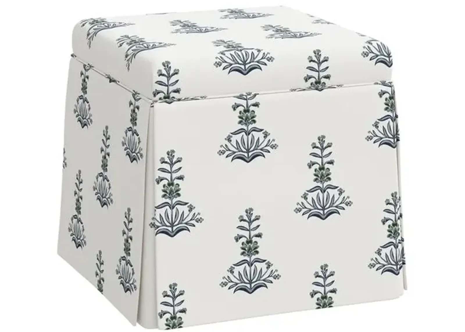 Anne Skirted Ottoman - Kiko Block - Green