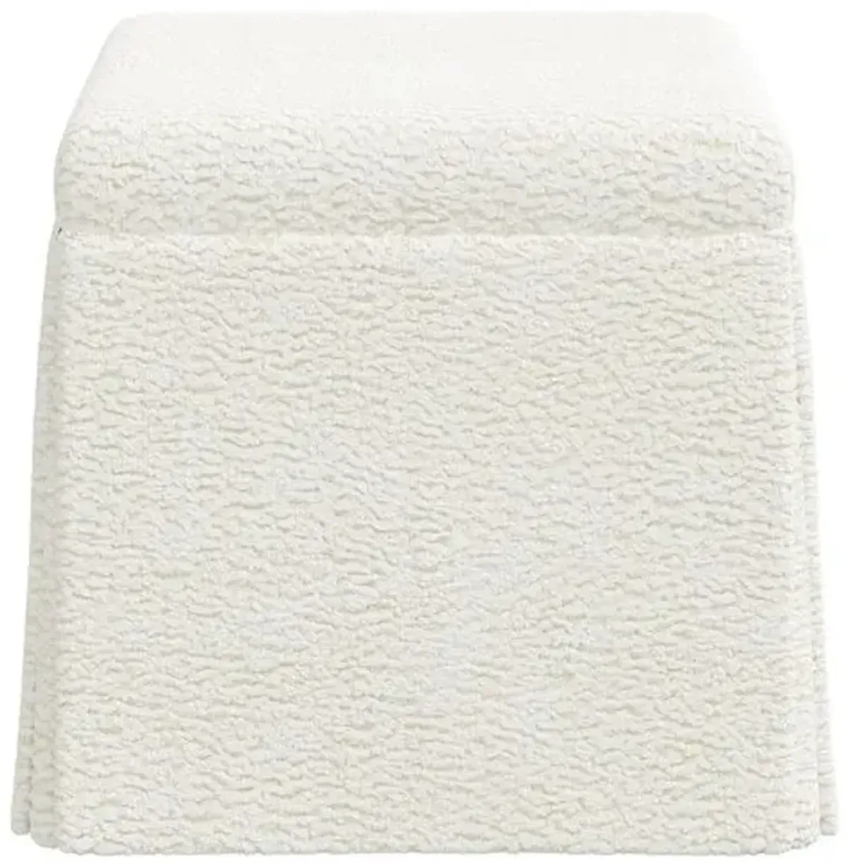 Anne Skirted Ottoman - Sheepskin - Ivory