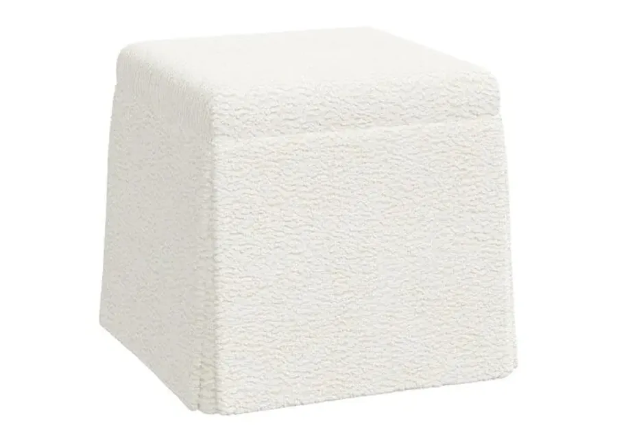 Anne Skirted Ottoman - Sheepskin - Ivory