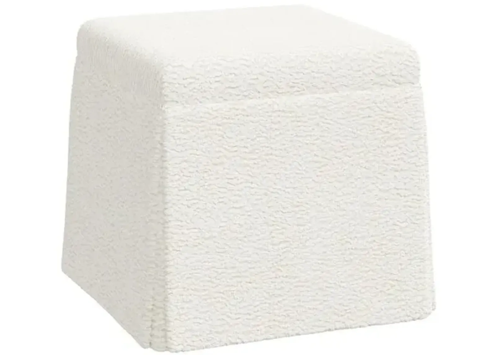 Anne Skirted Ottoman - Sheepskin - Ivory