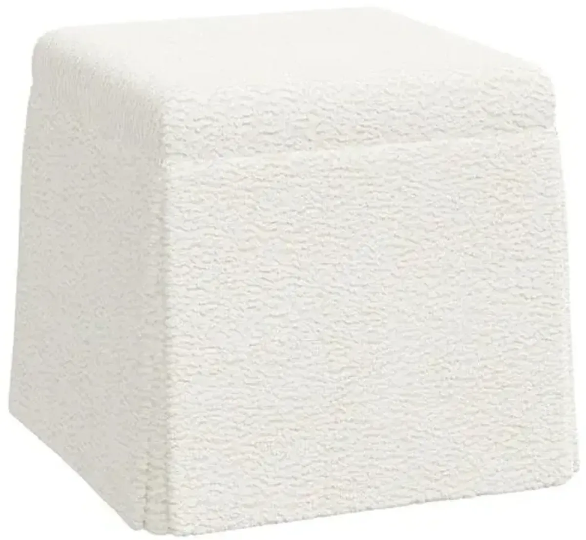 Anne Skirted Ottoman - Sheepskin - Ivory