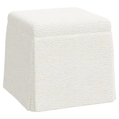 Anne Skirted Ottoman - Sheepskin - Ivory