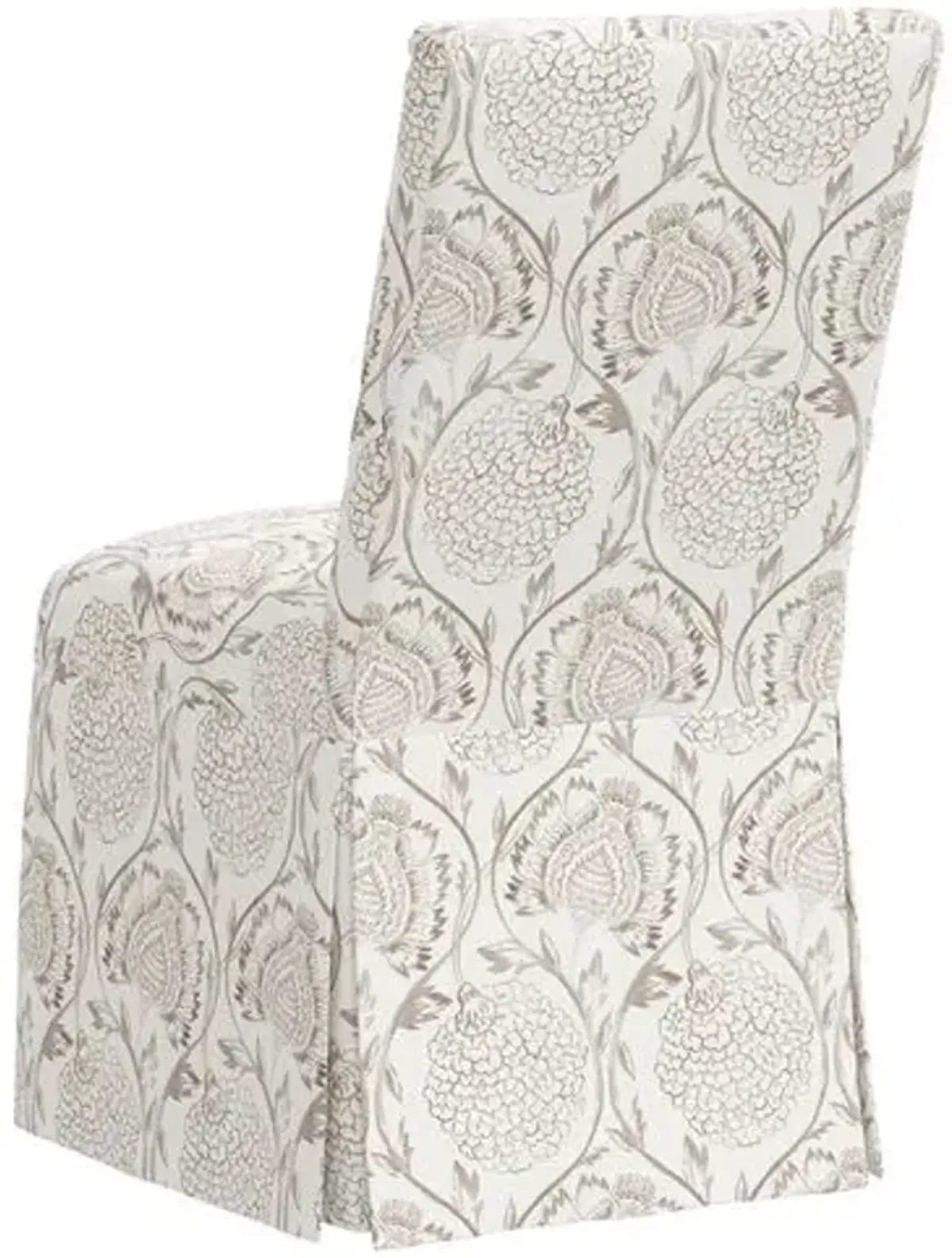 Owen Slipcover Side Chair - Ranjit Floral - Handcrafted - Brown