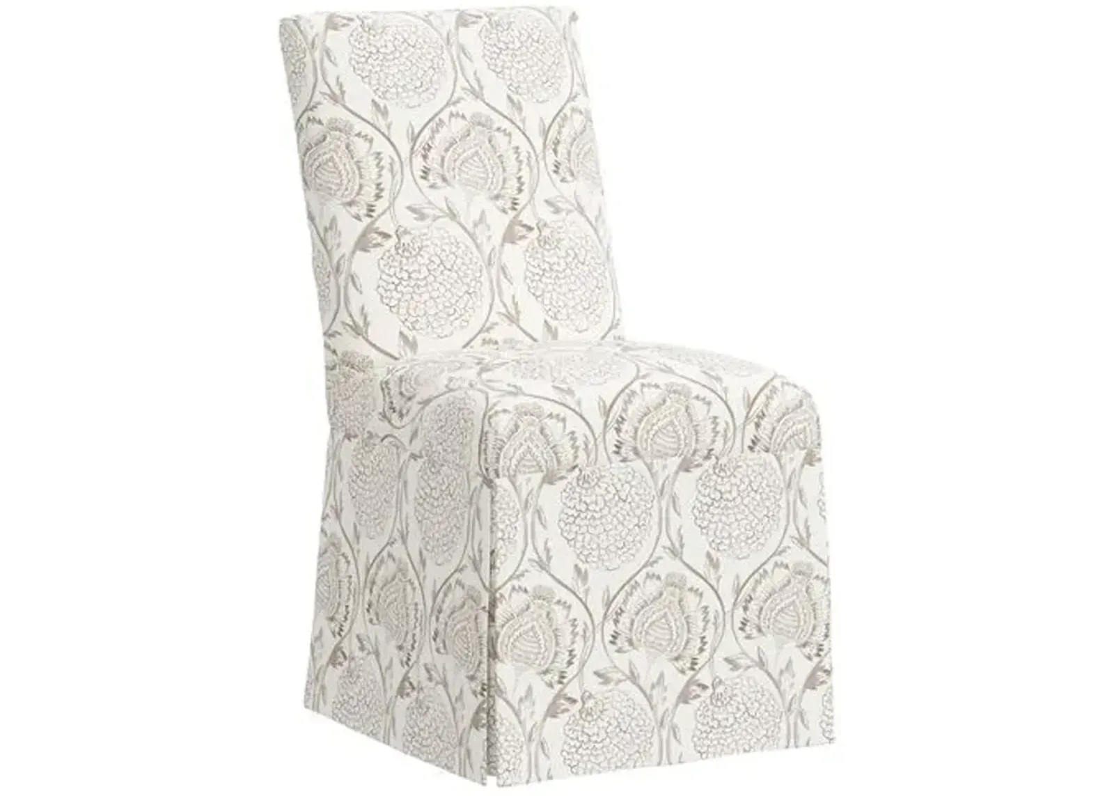 Owen Slipcover Side Chair - Ranjit Floral - Handcrafted - Brown