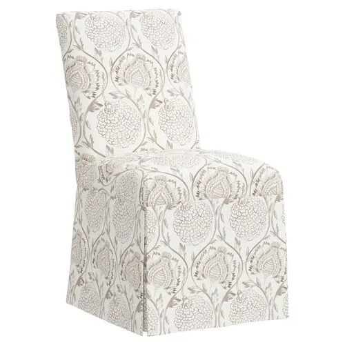 Owen Slipcover Side Chair - Ranjit Floral - Handcrafted - Brown