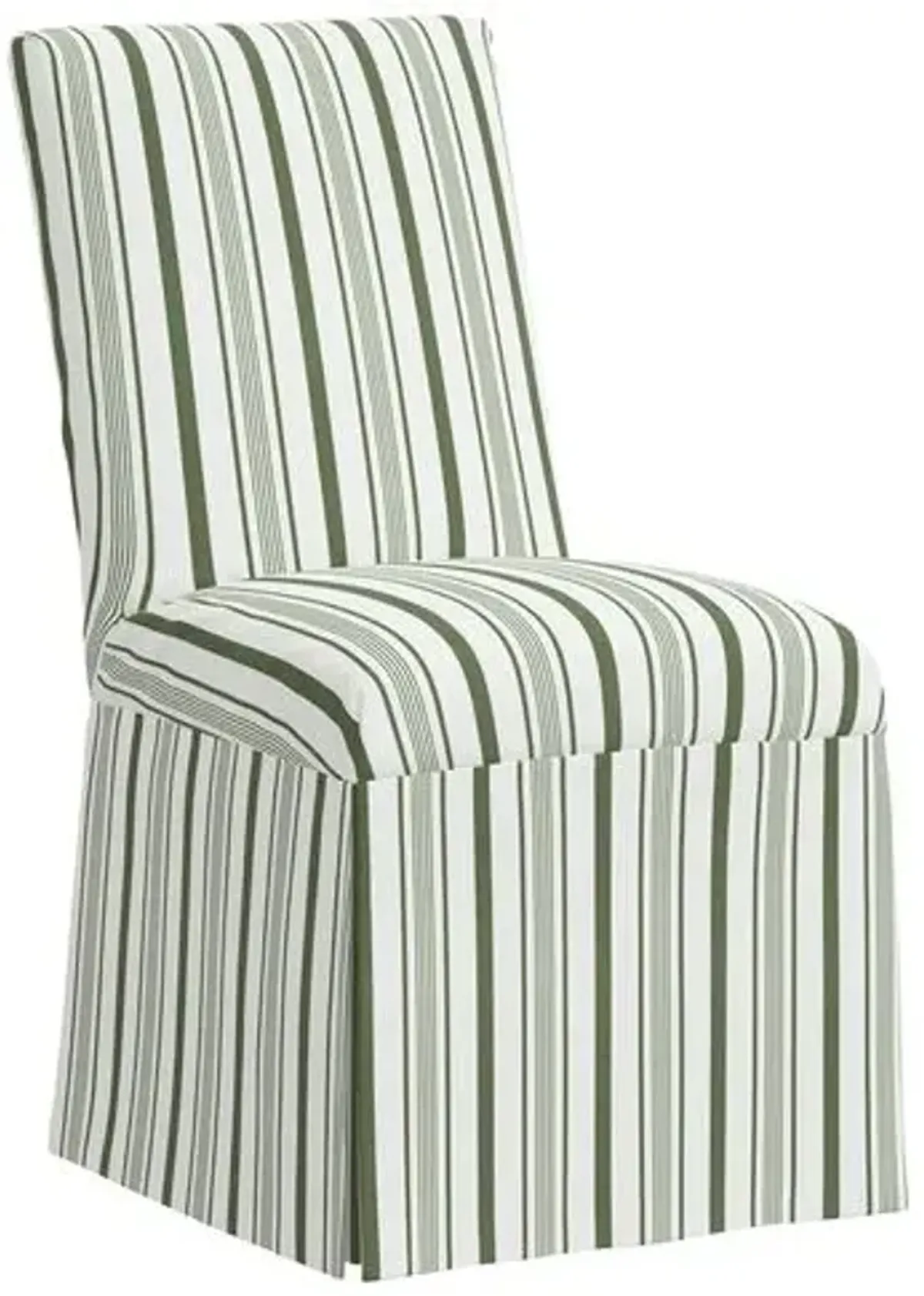 Owen Skirted Slipcover Side Chair - Luli Stripe - Green