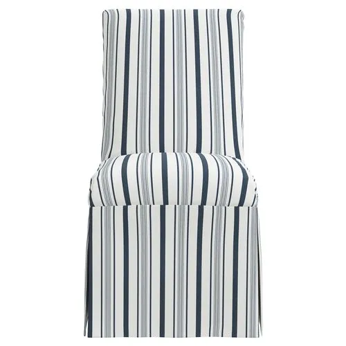 Owen Slipcover Side Chair - Luli Stripe - Blue