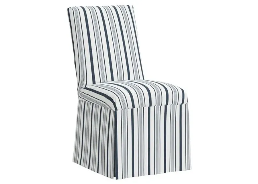 Owen Slipcover Side Chair - Luli Stripe - Blue