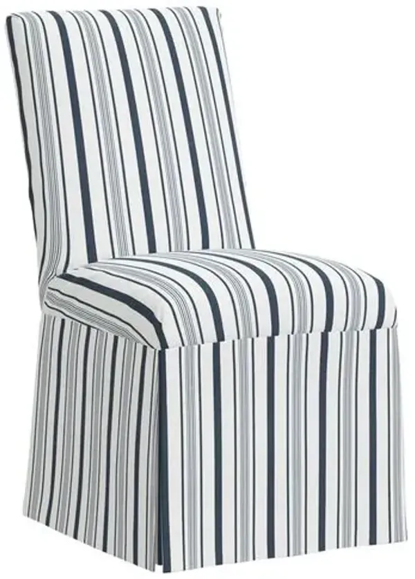 Owen Skirted Slipcover Side Chair - Luli Stripe - Blue