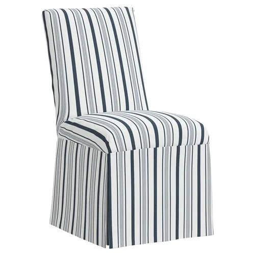 Owen Slipcover Side Chair - Luli Stripe - Blue