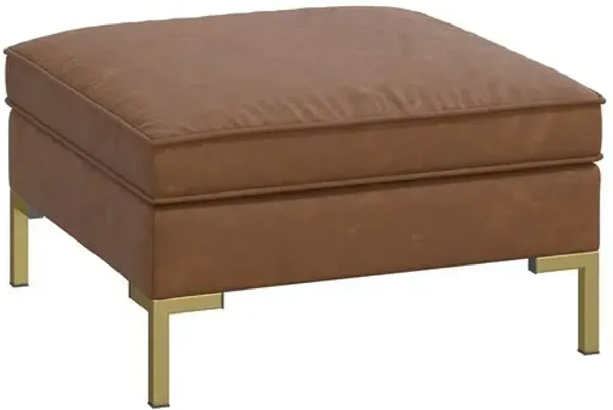 Marceau Faux Leather Ottoman - Brown