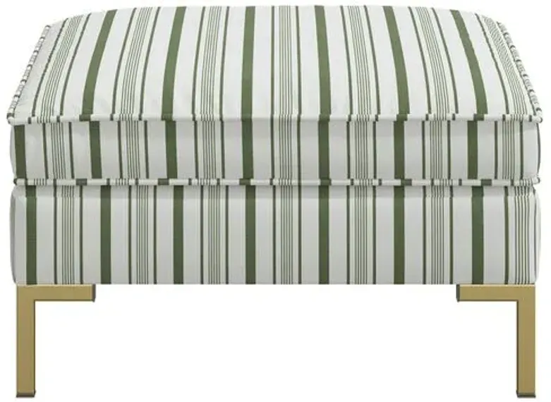 Marceau Ottoman - Luli Stripe Moss - Green