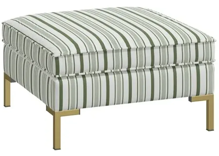 Marceau Ottoman - Luli Stripe Moss - Green