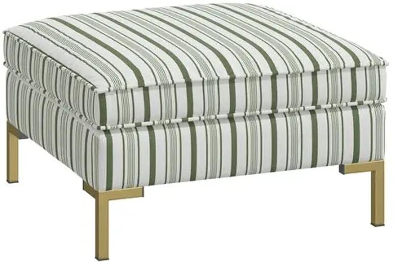 Marceau Ottoman - Luli Stripe Moss - Green