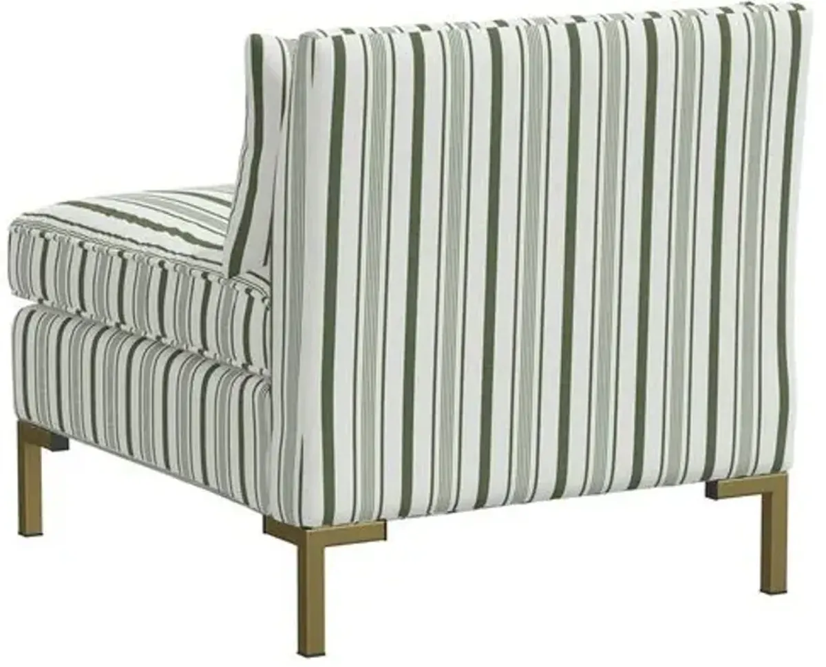 Marceau Slipper Chair - Luli Stripe Moss - Green