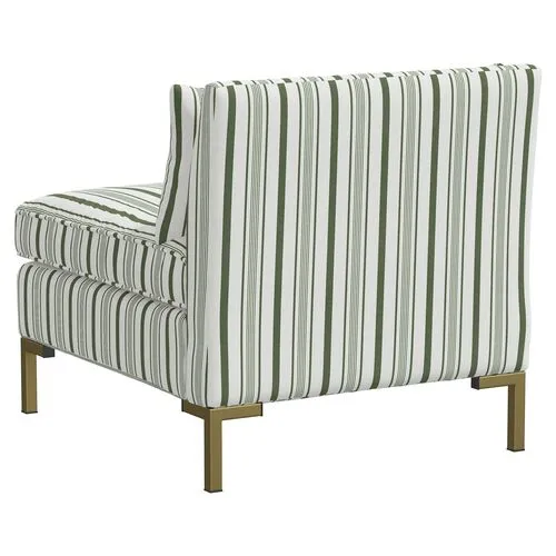 Marceau Slipper Chair - Luli Stripe Moss - Green