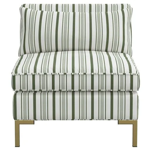 Marceau Slipper Chair - Luli Stripe Moss - Green