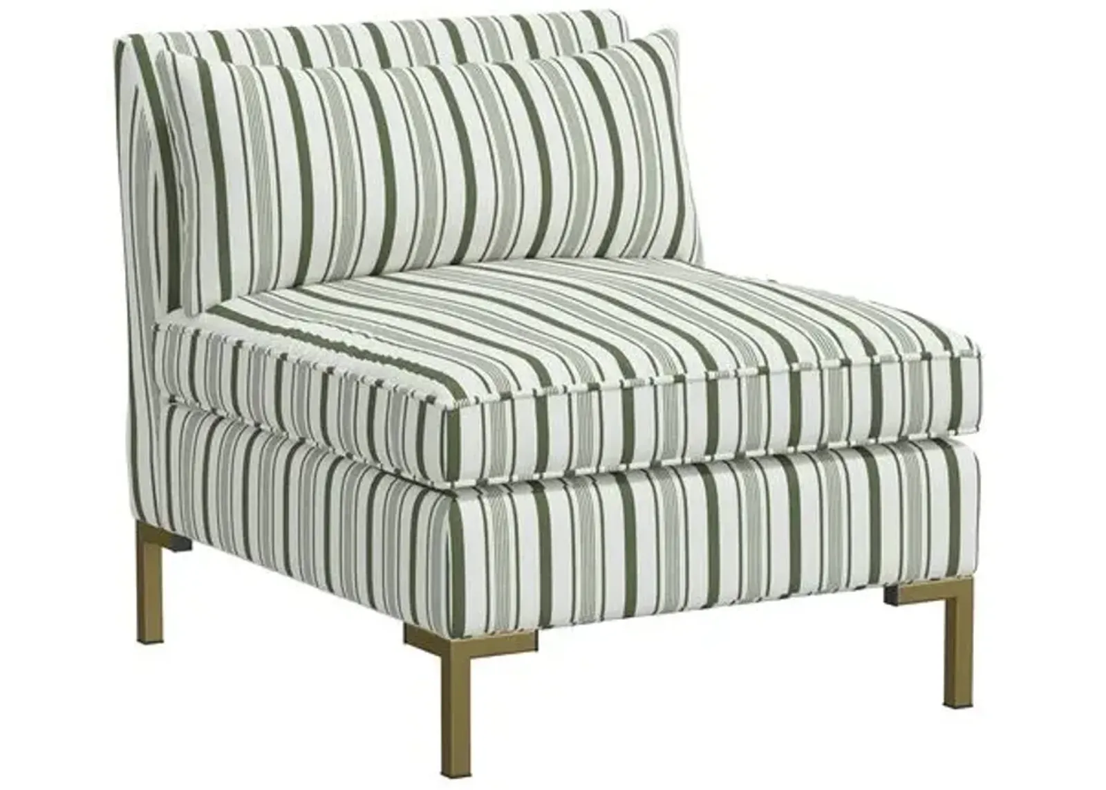 Marceau Slipper Chair - Luli Stripe Moss - Green