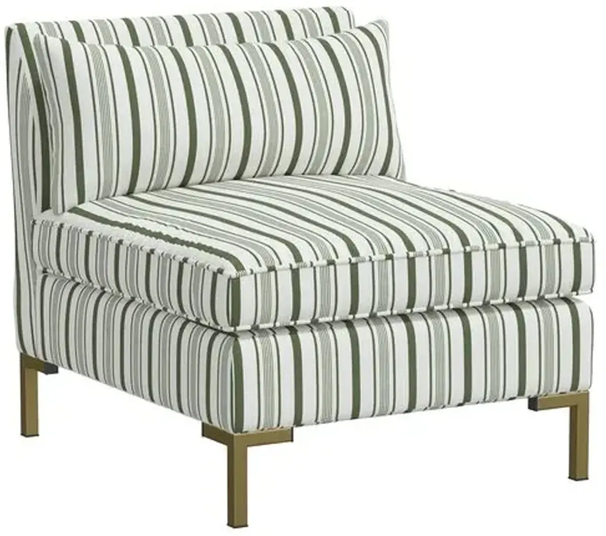 Marceau Slipper Chair - Luli Stripe Moss - Green