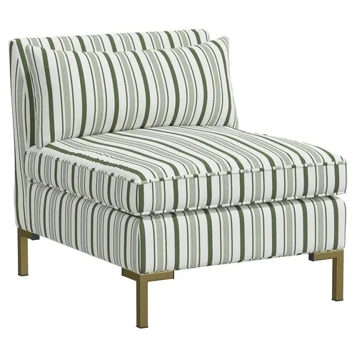 Marceau Slipper Chair - Luli Stripe Moss - Green