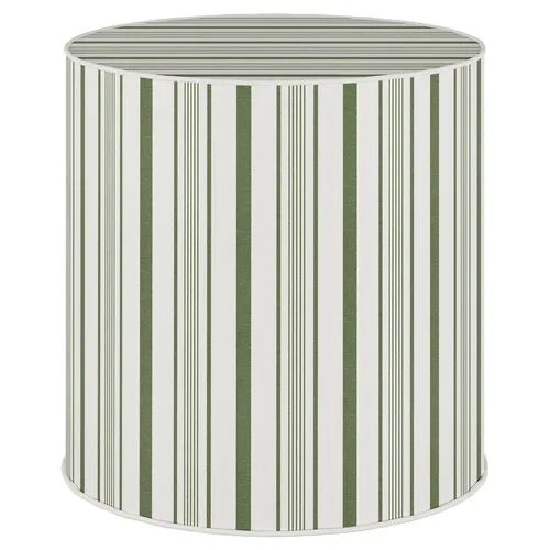 Harper Round Ottoman - Luli Stripe - Green