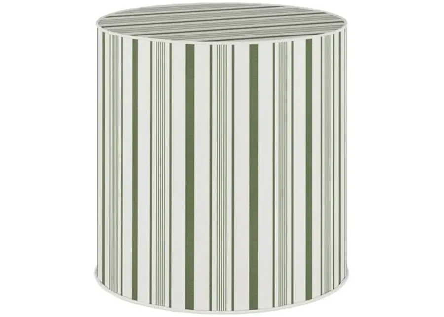 Harper Round Ottoman - Luli Stripe - Green