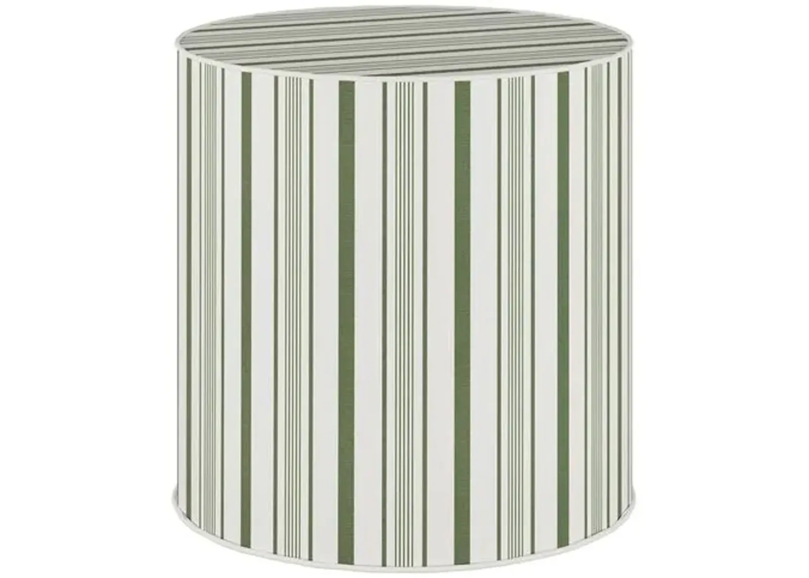 Harper Round Ottoman - Luli Stripe - Green