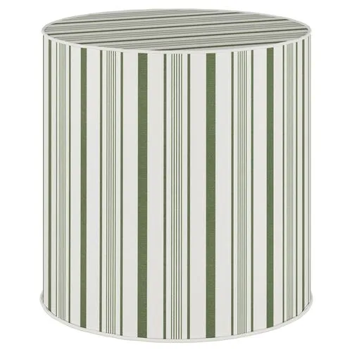 Harper Round Ottoman - Luli Stripe - Green