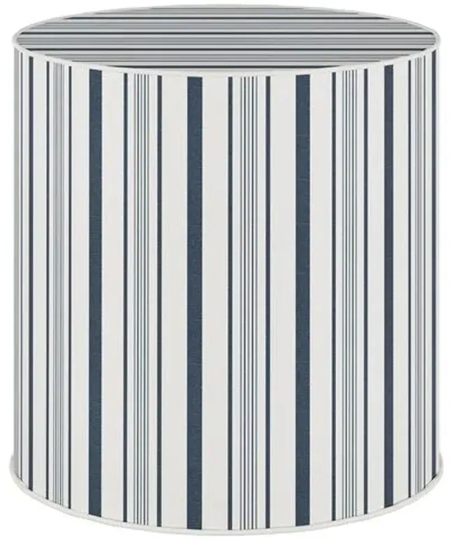 Harper Round Ottoman - Luli Stripe - Blue