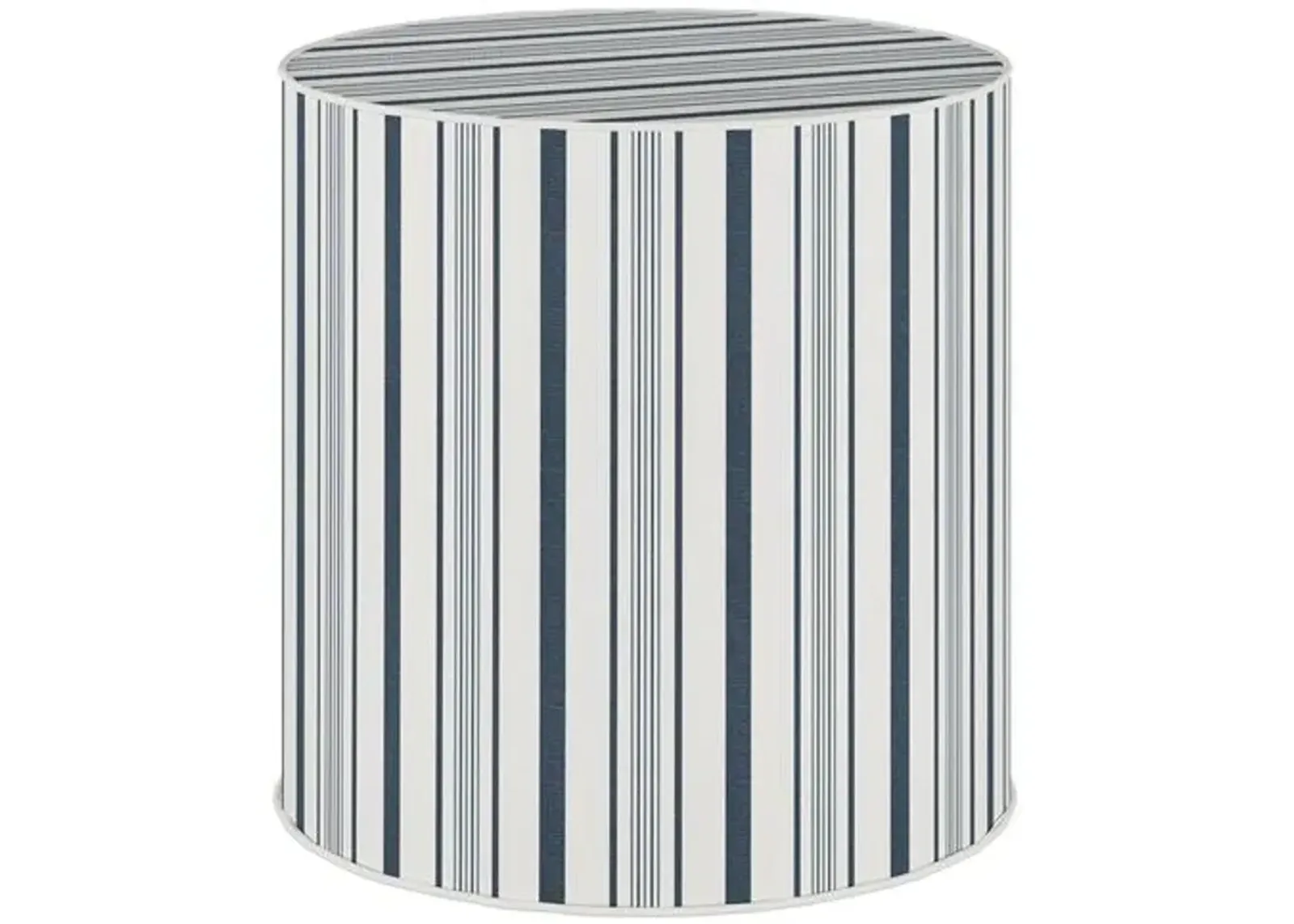 Harper Round Ottoman - Luli Stripe - Blue