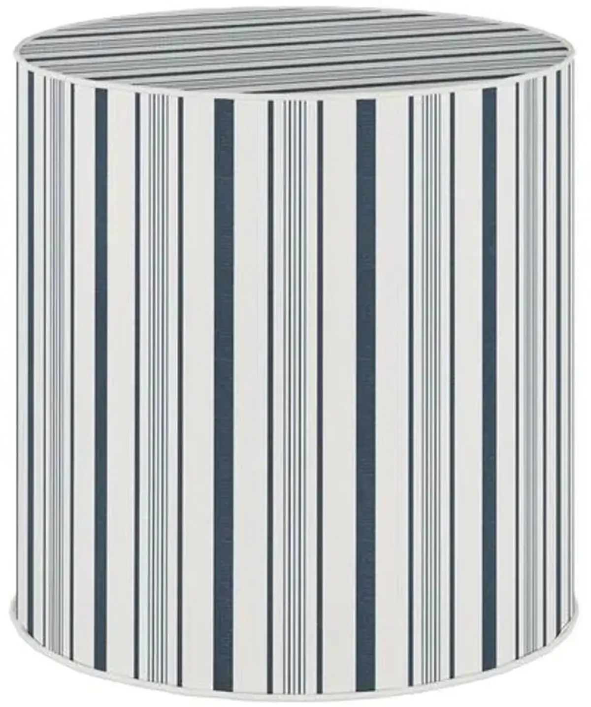 Harper Round Ottoman - Luli Stripe - Blue