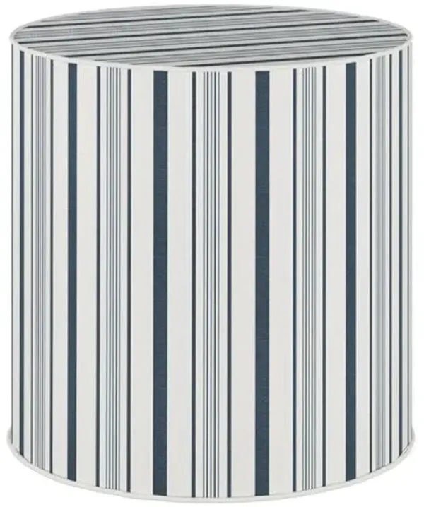 Harper Round Ottoman - Luli Stripe - Blue