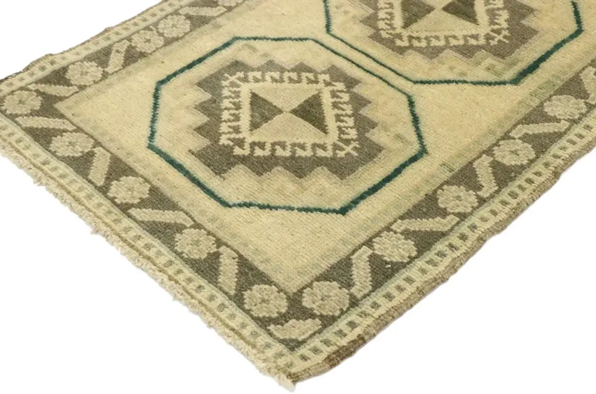 Vintage Turkish Yastik Rug - 1'7 x 3'1 - Esmaili Rugs & Antiques - Beige - Beige