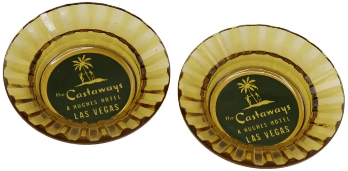 Castaways Hotel Glass Ashtrays - a Pair - Interesting Things - Yellow