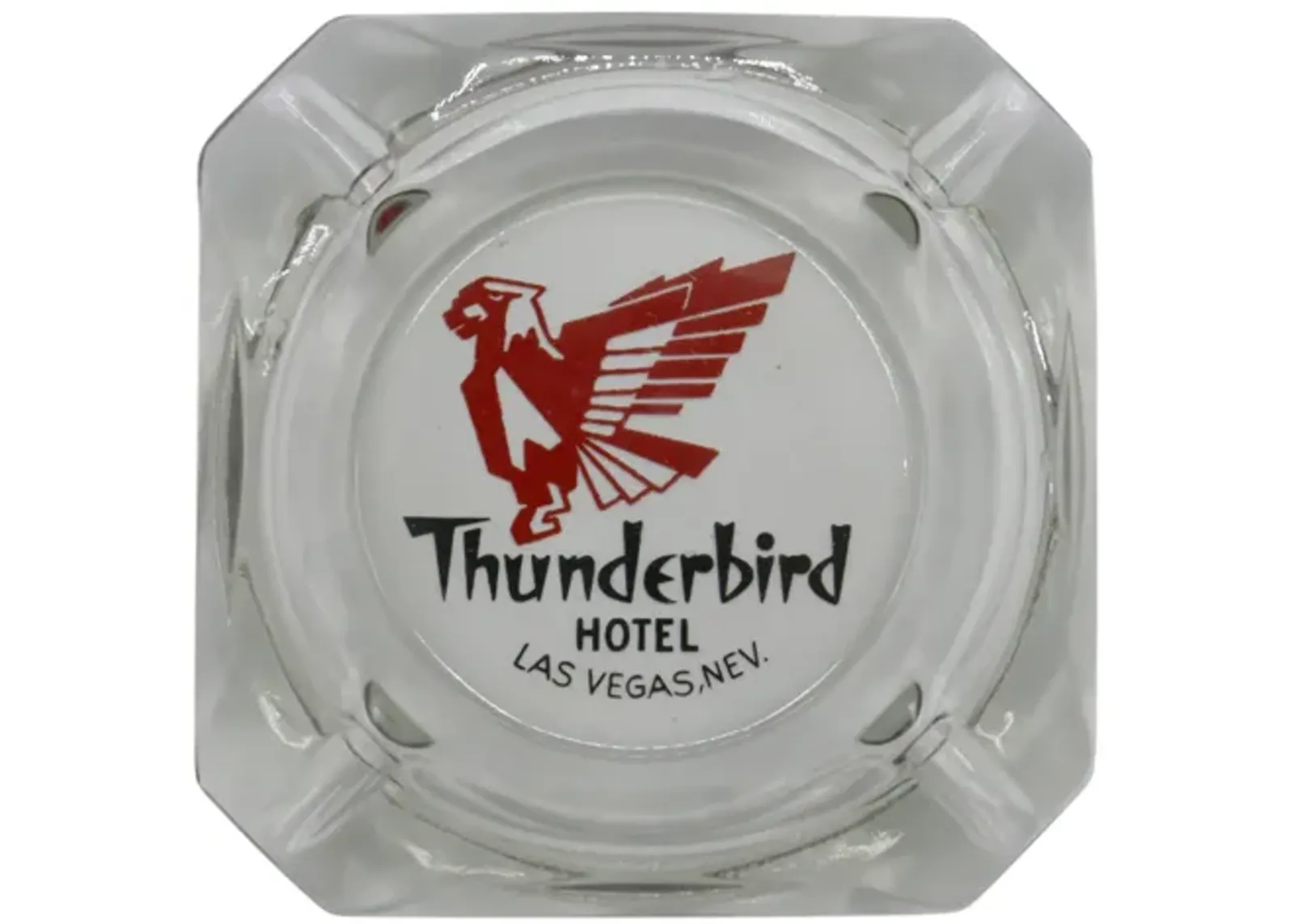 Thunderbird Hotel Glass Ashtray - Interesting Things - Red