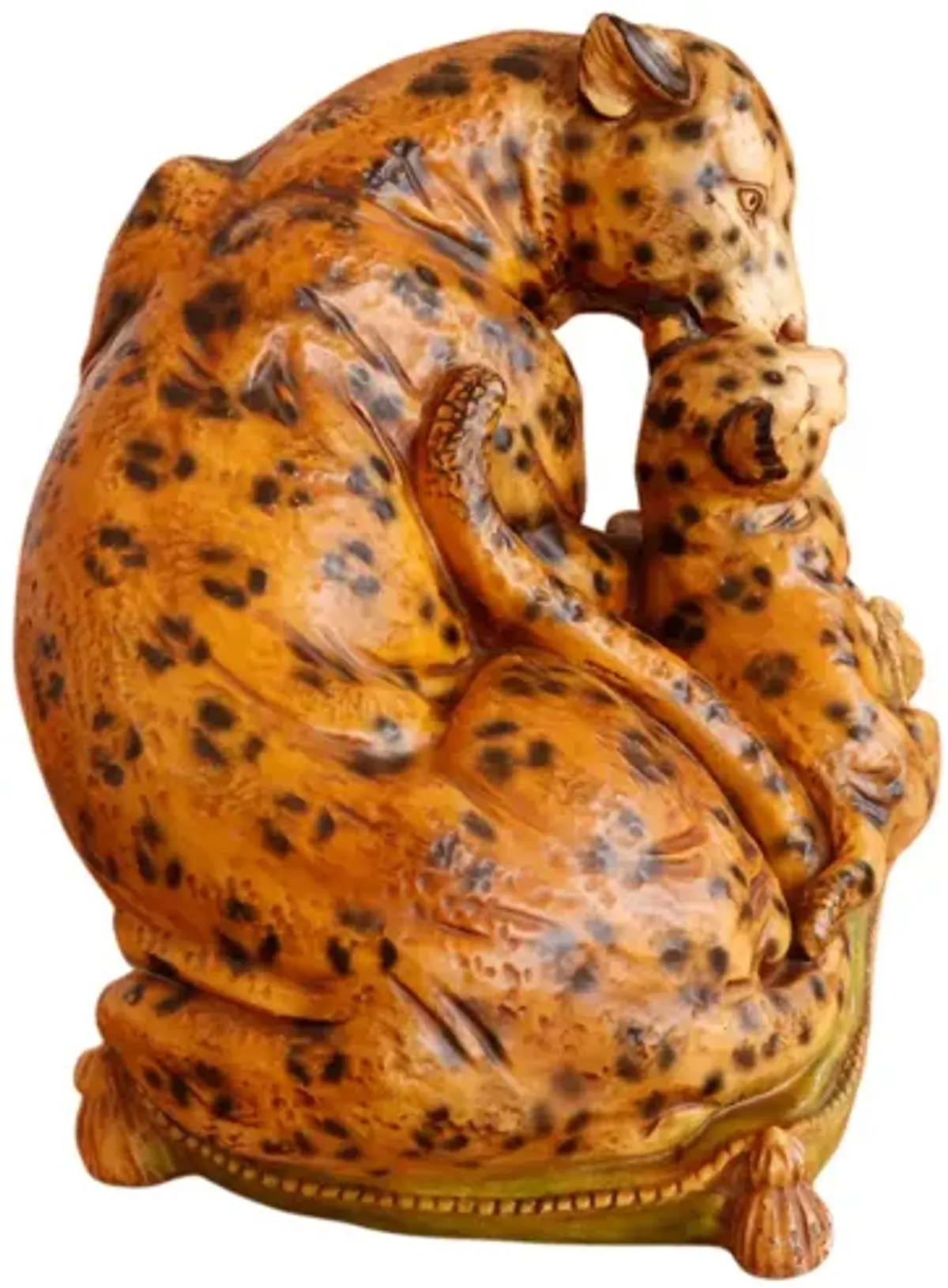 Large Leopard & Cub Sculpture - Interesting Things - Orange