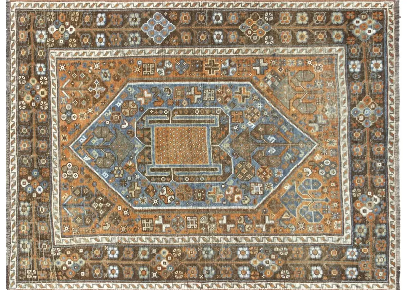 1920s Persian Shiraz Rug - 3'11" x 5'2" - Nalbandian - Brown - Brown