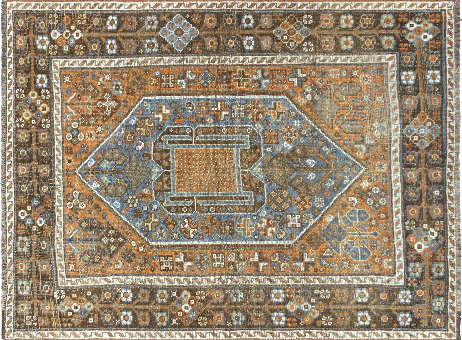 1920s Persian Shiraz Rug - 3'11" x 5'2" - Nalbandian - Brown - Brown