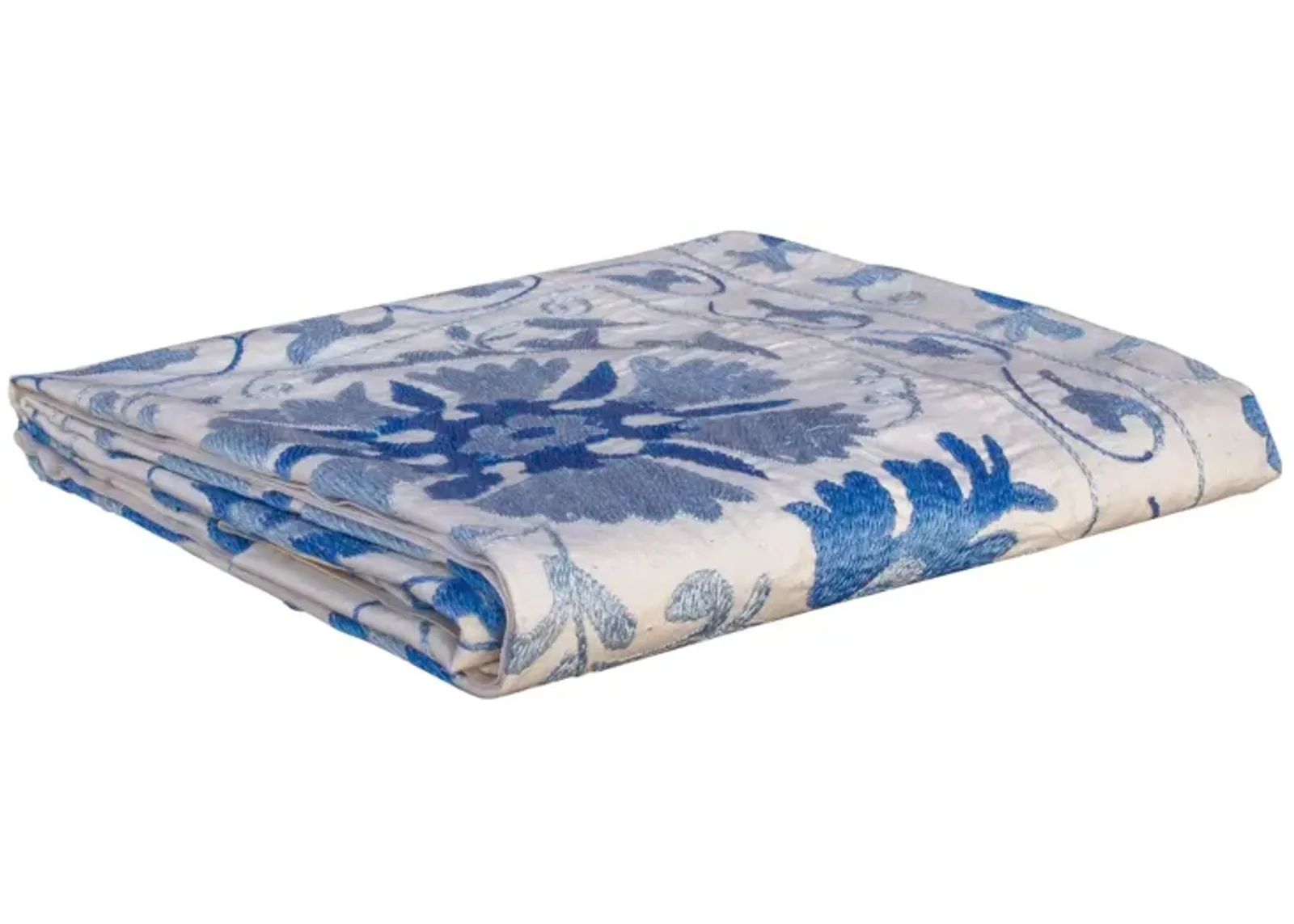 Blue Blossum Suzani Throw - de-cor - Handcrafted