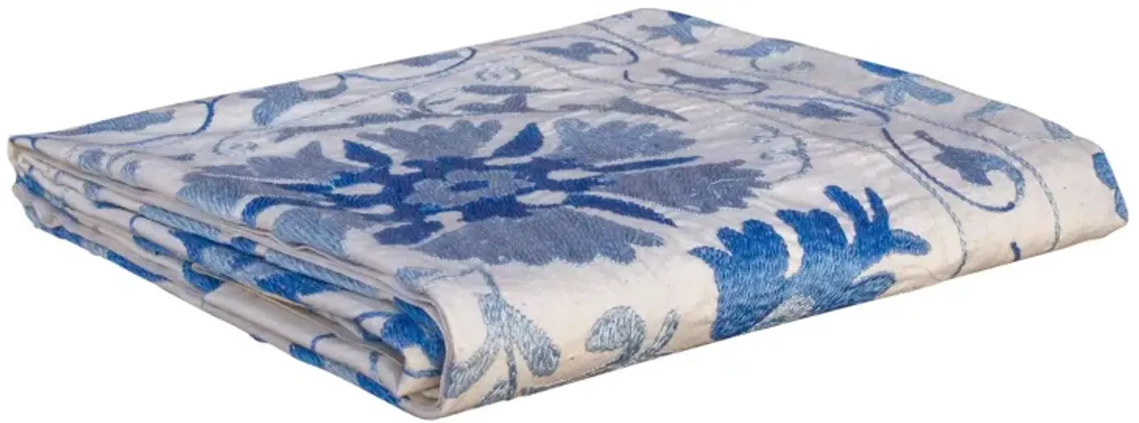 Blue Blossum Suzani Throw - de-cor - Handcrafted