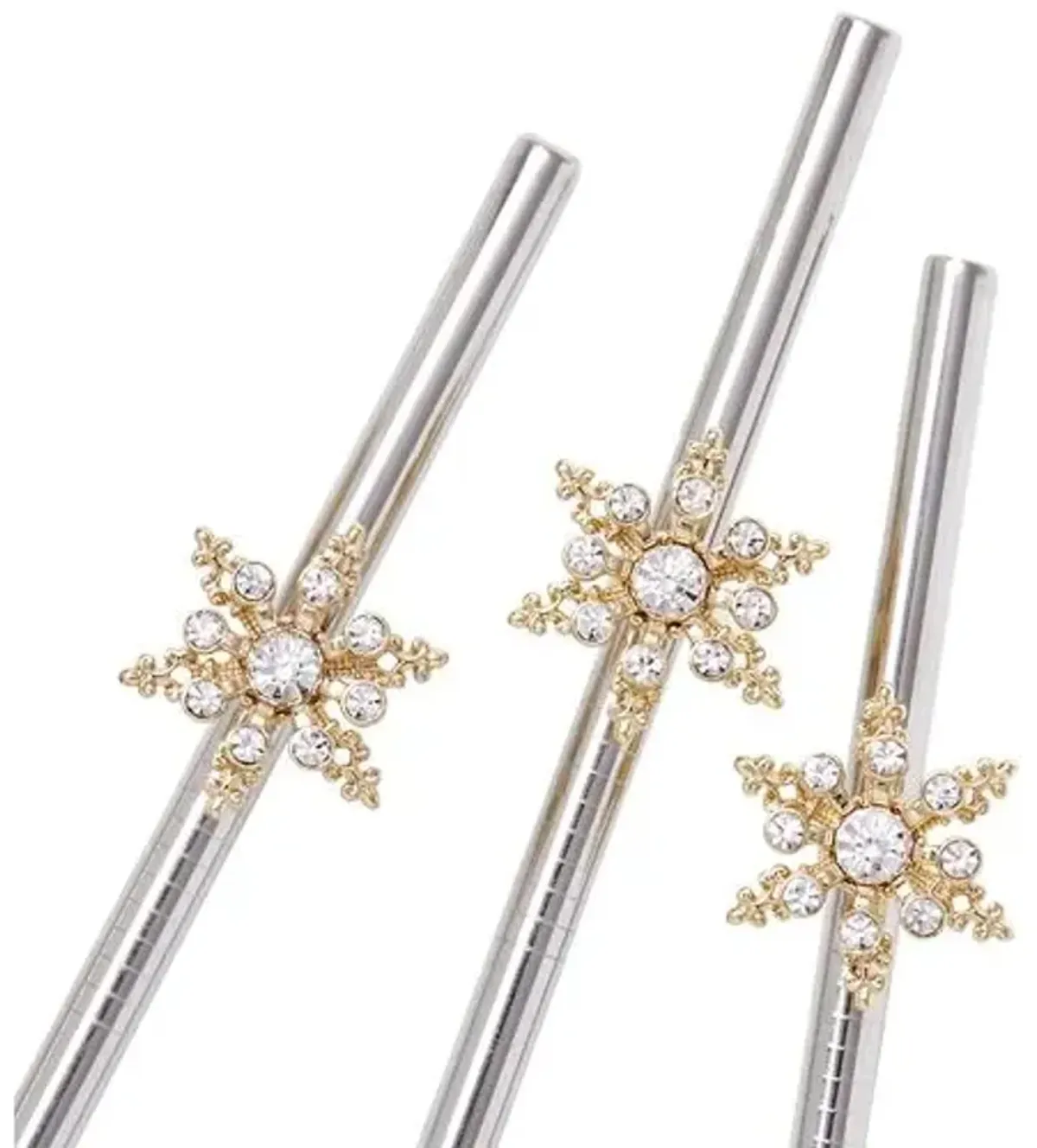 Set of 4 Snowflake Cocktail Straws - Silver - Joanna Buchanan