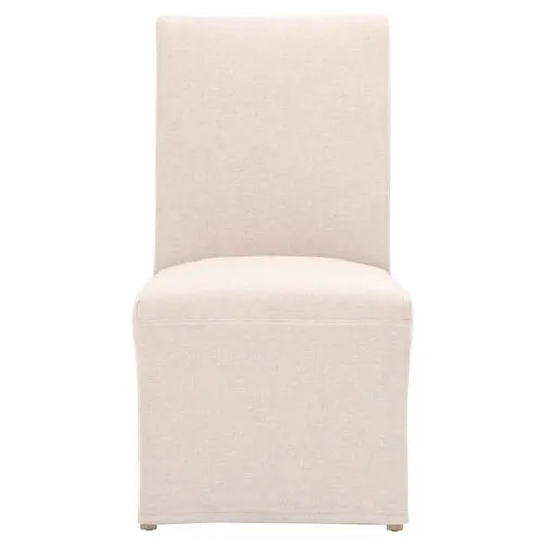 Set of 2 Leah Slipcover Dining Chairs - Natural - Ivory