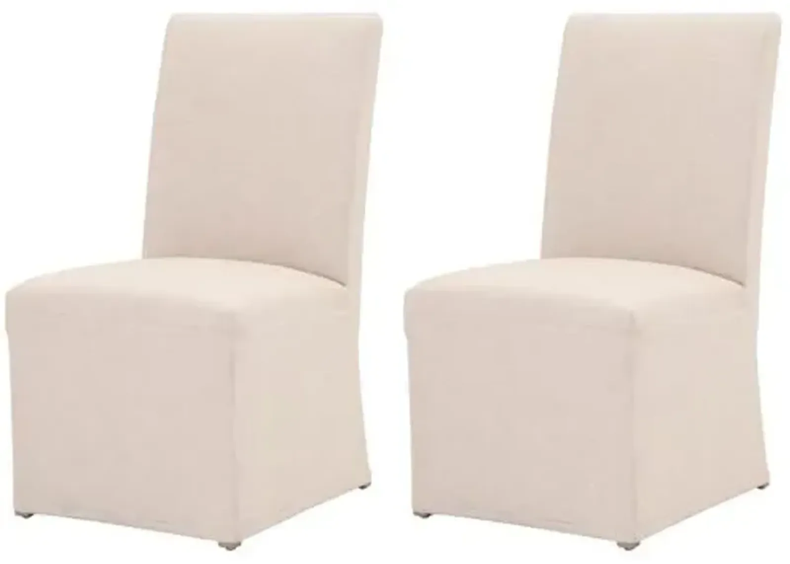 Set of 2 Leah Slipcover Dining Chairs - Natural - Ivory