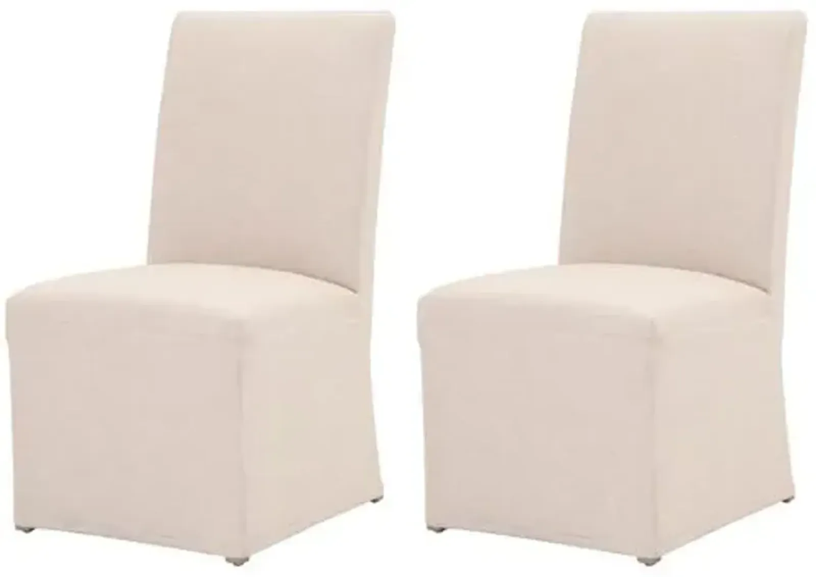 Set of 2 Leah Slipcover Dining Chairs - Natural - Ivory