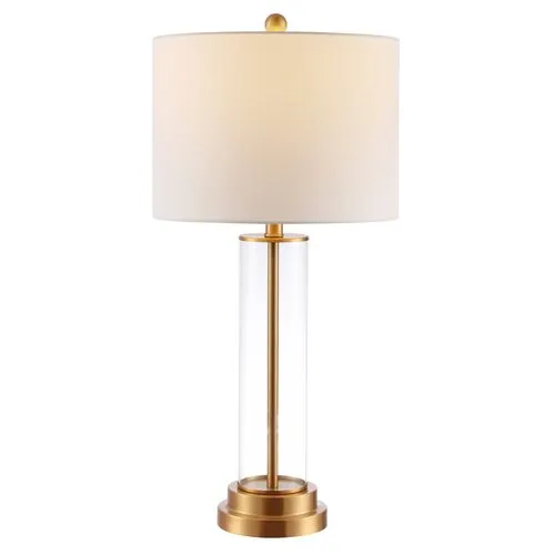 Olivia Glass Table Lamp - White/Gold