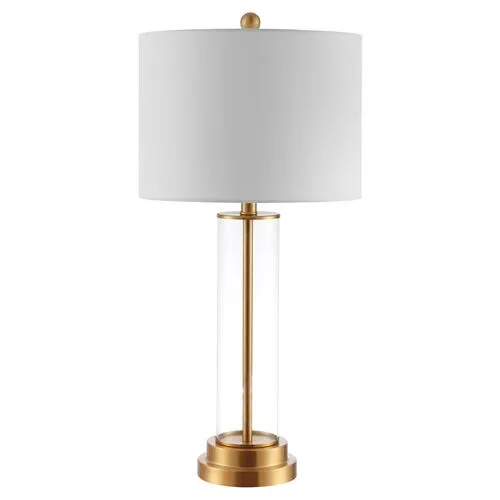 Olivia Glass Table Lamp - White/Gold