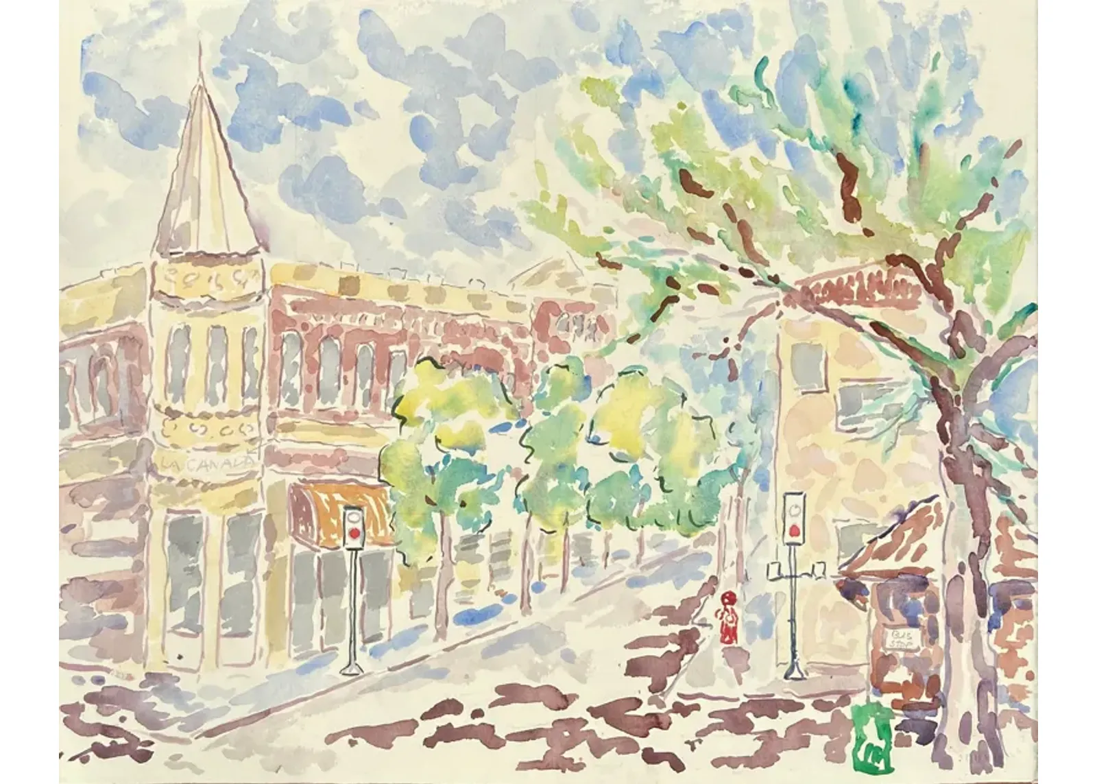 Downtown Saratoga by Donald Geoffroy - McNaught Fine Art - green