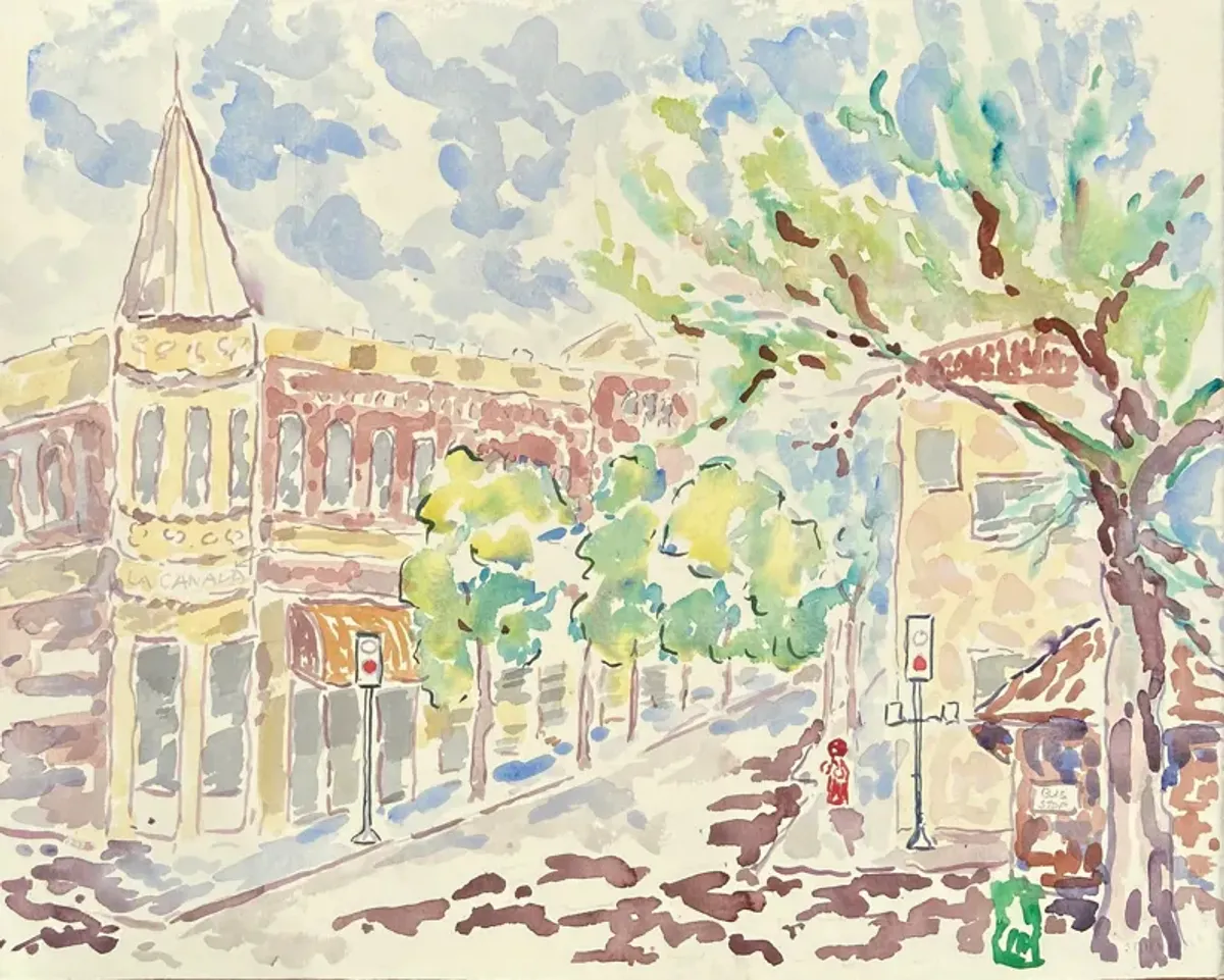 Downtown Saratoga by Donald Geoffroy - McNaught Fine Art - green